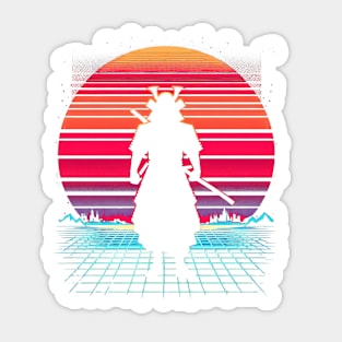 Neon Samurai: Retro Sunset Sticker